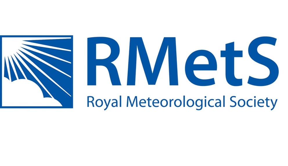 Royal Meteorological Society logo featuring a stylised sun and cloud graphic next to the text RMetS Royal Meteorological Society in blue font.