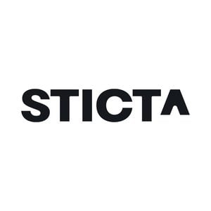 Black text logo reading STICTA in bold, sans-serif font with a stylised A featuring a triangular cut-out on a white background.